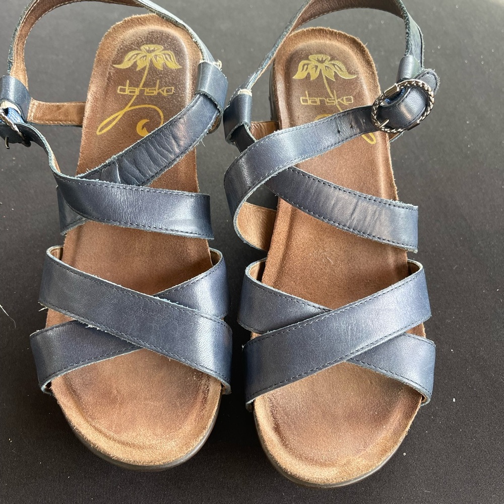 Dansko Blue Sandals with Adjustable Straps and Cork Footbed